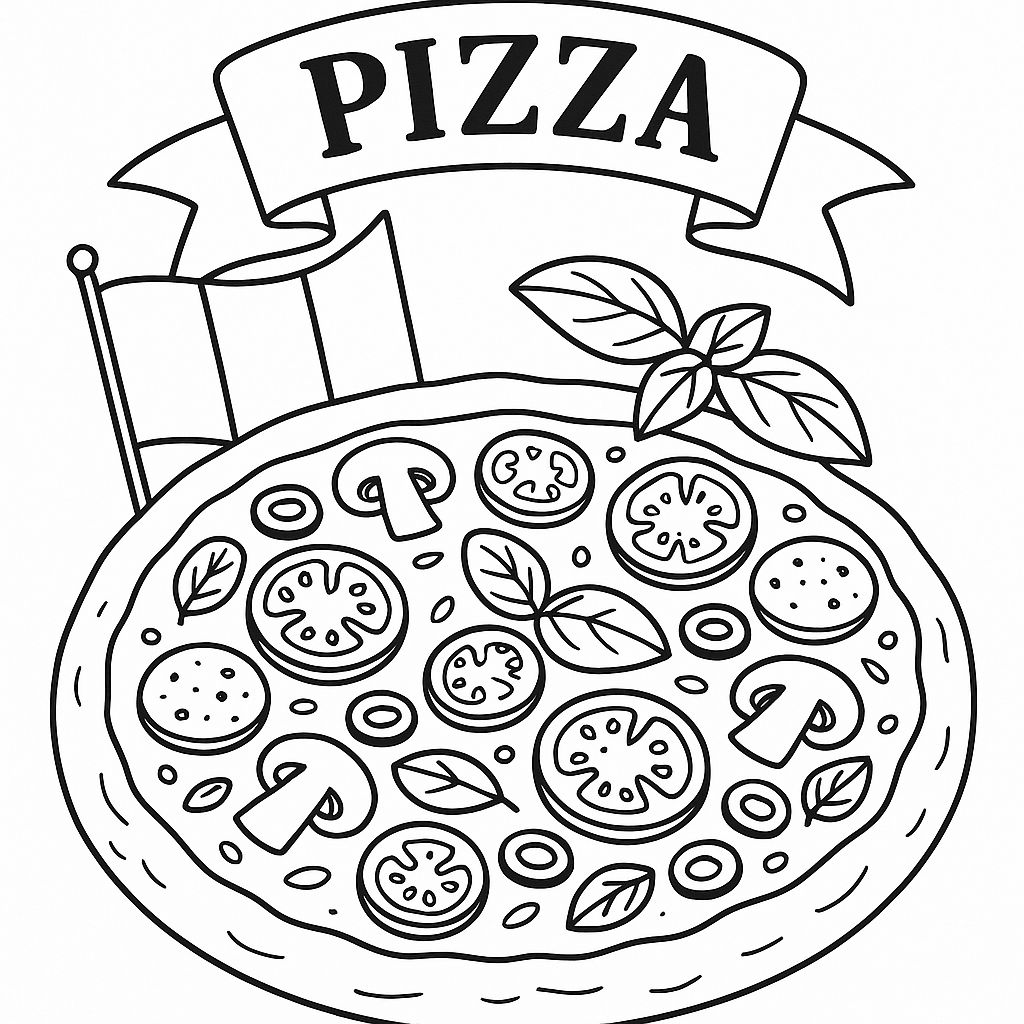 eine Pizza zum Ausmalen