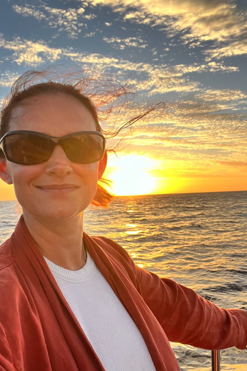 Nadine bei einer Bootstour in Südafrika